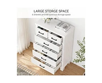 6 Drawer Dresser for Bedroom, Modern Chest of Drawers, 31.5 Inch Wide Storage Cabinet with Sturdy Legs, Tall Dresser Storage Tower for Closet Bedroom