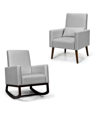 Gouun 2 In 1 Fabric Upholstered Rocking Chair With Pillow
