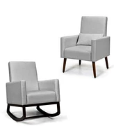 Gouun 2 In 1 Fabric Upholstered Rocking Chair With Pillow