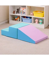 Gouun 2-Piece Step and Slide Climber for Infants Toddlers Baby Soft Play Set Foam Blocks