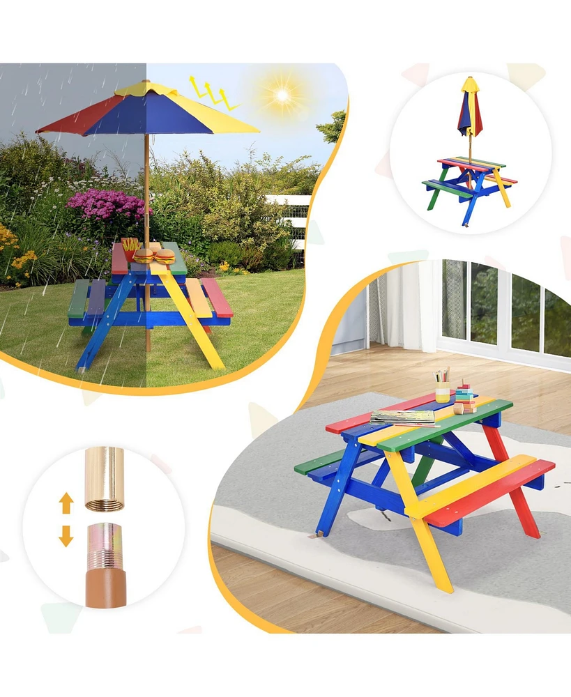 Gouun 4 Seat Kids Picnic Table with Umbrella