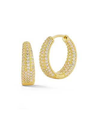 Rachel Zoe Gold Plated Pave Graduated Hoop Earrings With Crystals