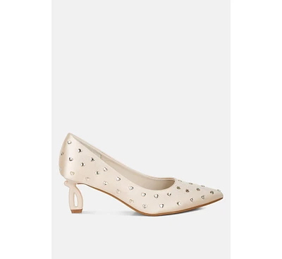 Madhara Heart-Shaped Rhinestones Pumps