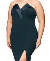 Betsy & Adam Plus Strapless Gown