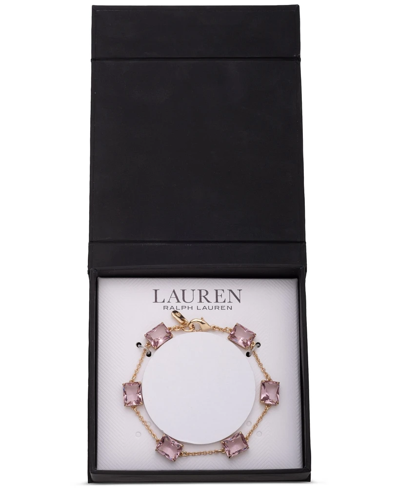 Lauren Ralph Gold-Tone Square Stone Flex Bracelet