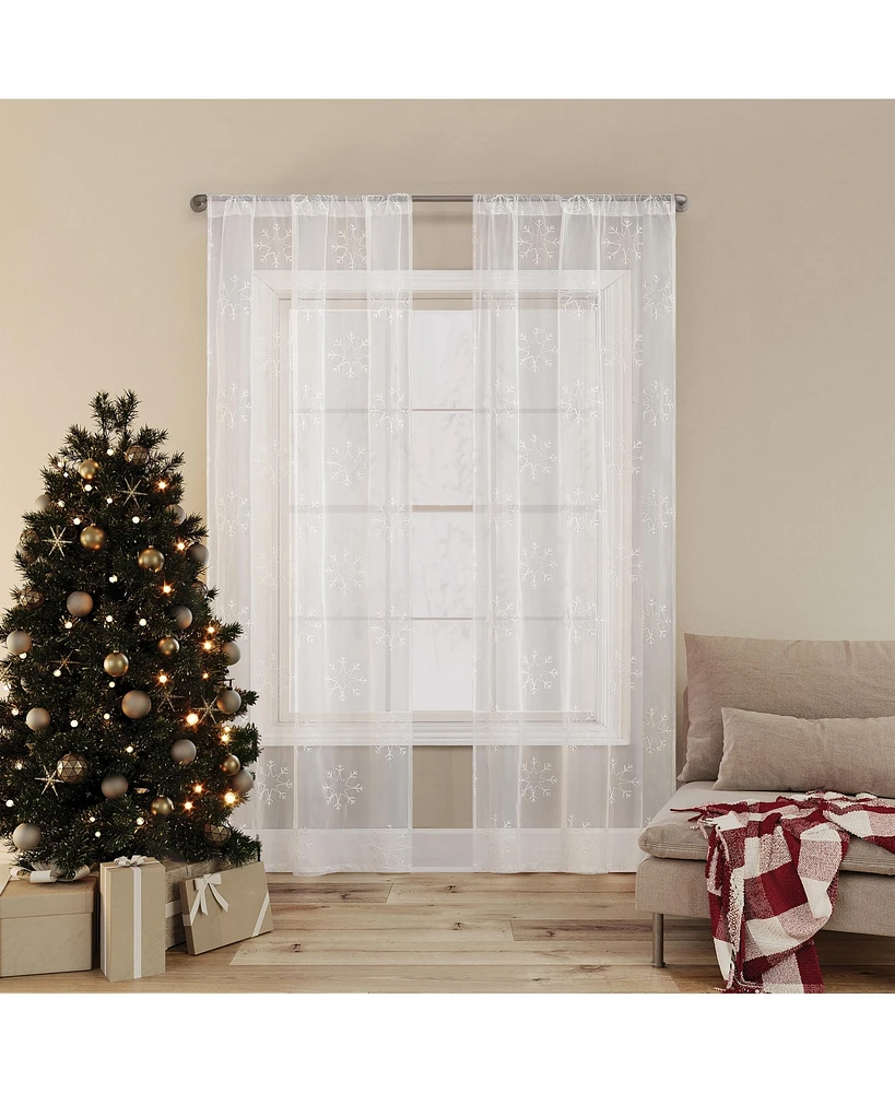 Christmas Pickup Truck Semi-Sheer Rod Pocket Kitchen Curtain Valance