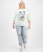 Disney Trendy Plus Size Mickey Mouse Faded Print Sweatshirt