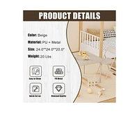 Boys and Girls Folding Table and Chairs Set of 3, Portable Table and Chair with Pu Soft Cushion, No Installation Required, Suitable for Eating