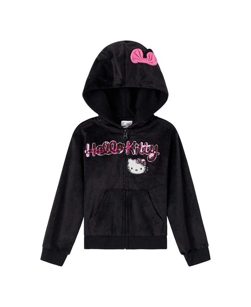Hello Kitty Toddler Girls Velour Zip Up Hoodie and Jogger Pants Outfit Set
