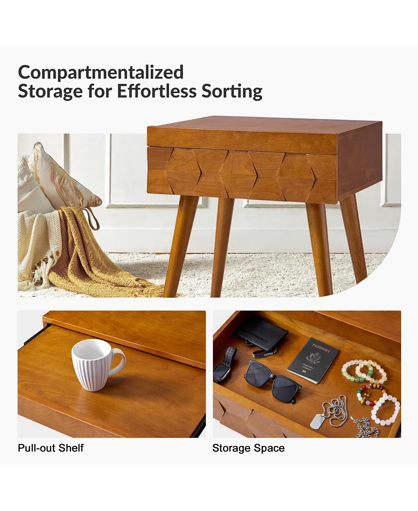 Hulala Home Jacob Mid-Century Modern End Table with Flared Legs