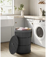Round Laundry Hamper with Lid and Removable Liner for Bedroom or Laundry Room