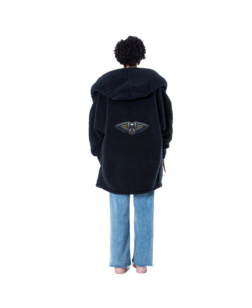 Jill Martin Men's and Women's The Best Lounger World Black New Orleans Pelicans Oversized Open-Front Hoodie Sweater
