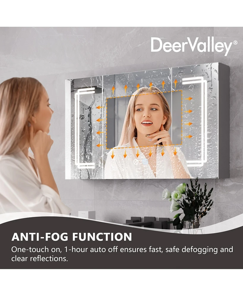 DeerValley 39'' W x 24'' H Led Lights Medicine Cabinets With Mirrors , Defogger, Dimmer, Bluetooth Speaker