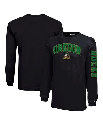 Champion Big Boys and Girls Black Oregon Ducks Distressed Arch Over Logo Long Sleeve T-Shirt