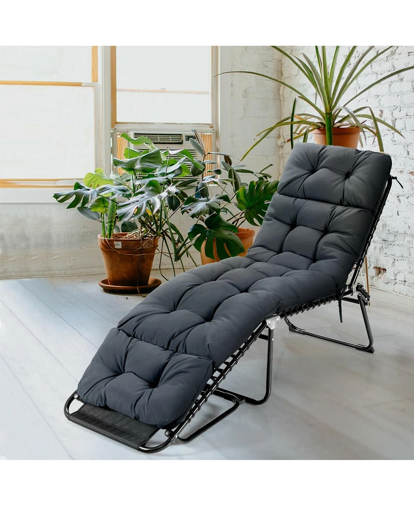 Gouun Outdoor Lounge Chaise Cushion with String Ties for Garden Poolside