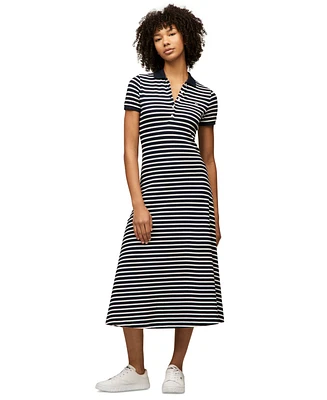 Tommy Jeans Women's Striped Short-Sleeve Midi Polo Dress
