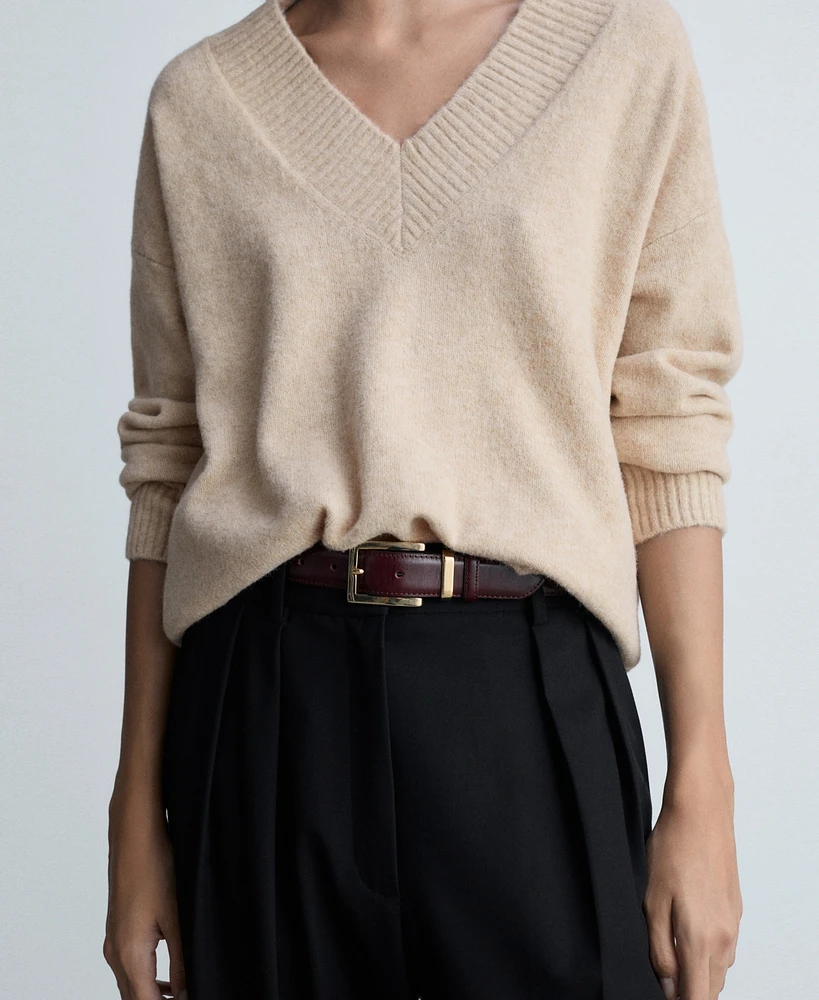 Mango Women's Oversized V-Neck Sweater