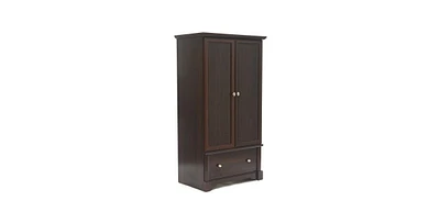 Closet Armoire with Garment Rod & Drawer – Clothing Wardrobe Cabinet for Bedroom, Entryway, or Guest Room