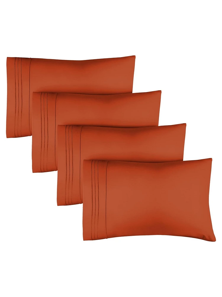 Pillowcase Set of 4 Soft Double Brushed Microfiber