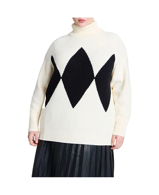Eloquii Women's Argyle Sweater