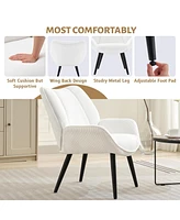 Modern Mid-Century Accent Armchair, Comfortable Single Sofa for Living Room, Bedroom, or Office, Corduroy Upholstered Reading Chair with Wingback Arms