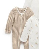 Purebaby Baby Girl and Boy Zip Coverall 4 Pack
