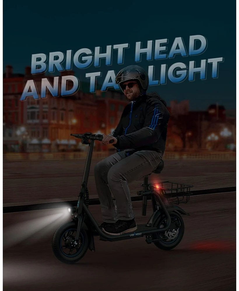 Urbanmax C1/C1 Pro Electric Scooter with Seat, 450W Powerful Motor up to 20/25 Miles Range, Foldable Electric Scooter for Adults Max Speed 15.5/18.6 M