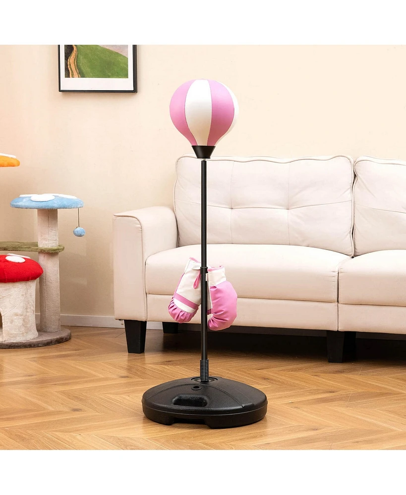 Kids Punching Bag Toy Set Adjustable Stand Boxing Glove Speed Ball with Pump