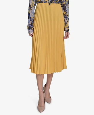 Tommy Hilfiger Women's Solid Pleated Pull-On Midi Skirt