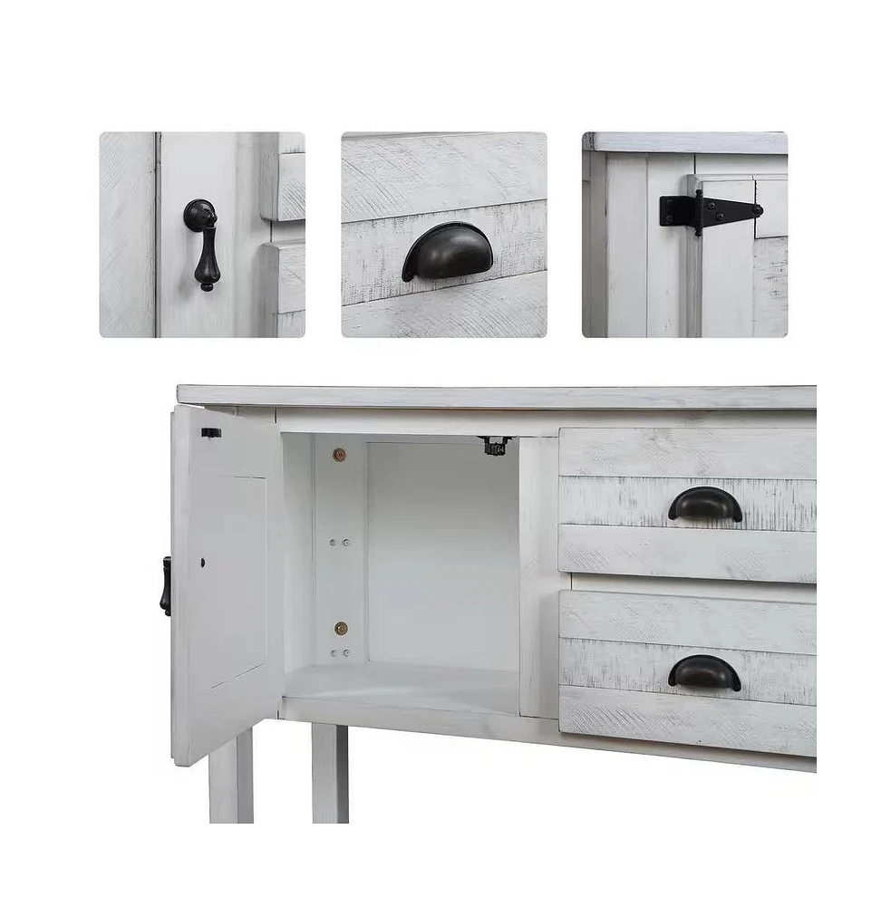 Rustic Farmhouse Console Table – Sofa Table with Drawers for Living Room or Entryway Storage and Decor