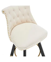 Set of 2 Velvet Swivel Bar Stools, 360° Rotation, Modern Kitchen Chairs-The Pop Home