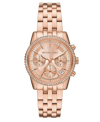 Michael Kors Women's Mini Bryant Chronograph Rose Gold-Tone Stainless Steel Watch, 35mm