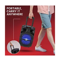 Pyle Portable Bluetooth Pa Speaker System - 800W 12 Inch Outdoor Speaker with Built-In Party Lights