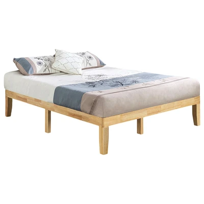 Solid Wood Platform Bed Frame in Natural Finish For Bedroom
