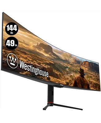 Westinghouse 49 Inch Curved Ultrawide Gaming Monitor, 144Hz, Amd FreeSync Support, Low Motion Blur, R1800 Curve, 3840x1080, for Pc Games with Built in