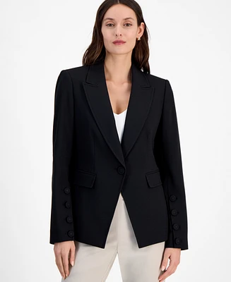 Tahari Asl Women's Crepe One-Button Peak-Lapel Jacket