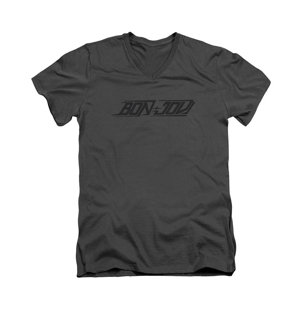 Bon Jovi Mens New Logo Short Sleeve Adult V Neck Premium Cotton Tee / T-Shirt