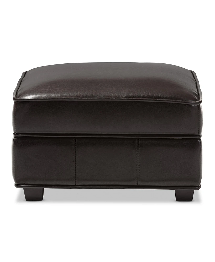 Baxton Studio Agustus Brown Leather Storage Ottoman