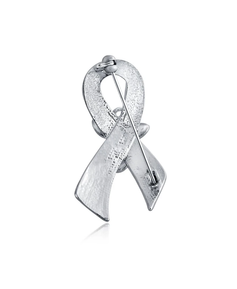 Bling Jewelry Set of 3 Ribbon Brooch Pin for Awareness Support Peace Cancer Survivor