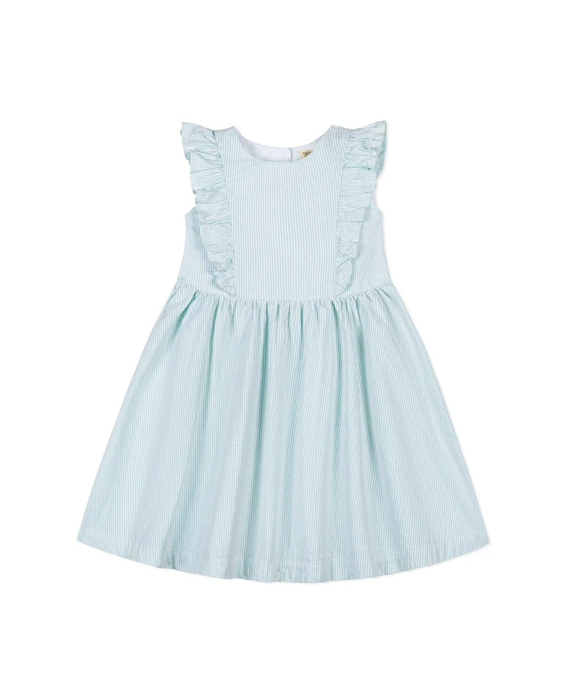 Hope & Henry Toddler Girls Seersucker Flutter Sleeve Open Back Dress