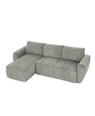 Convertible Sectional Sofa Couch, Modern Fabric 3 Seater L-Shaped Couch for Living Room, Apartment, Office, Small Space, (Grey)