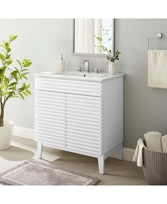 Freestanding Bath Vanity with White Ceramic Top Unassembled for bathroom