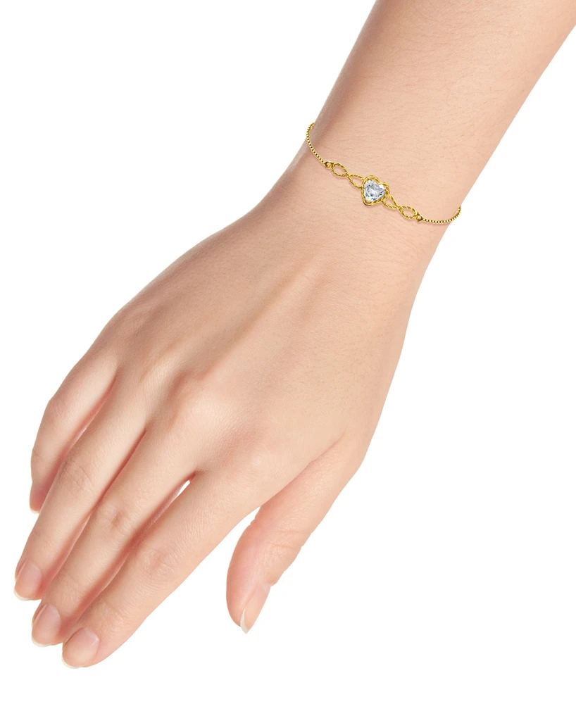 Giani Bernini Heart Cubic Zirconia Infinity Link Bolo Bracelet (1-7/8 ct. t.w.) 18k Gold Over Sterling Silver, Exclusively at Macy's