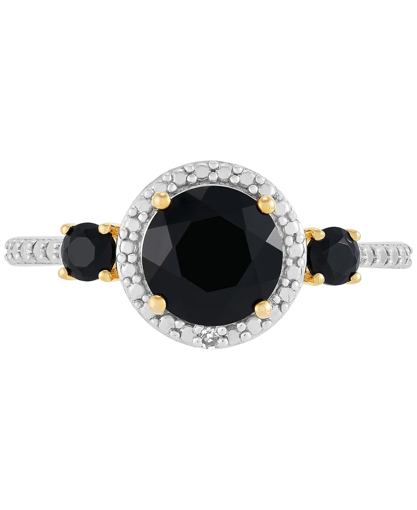Macy's Onyx & Diamond Accent Ring in 14k Gold Over Sterling Silver