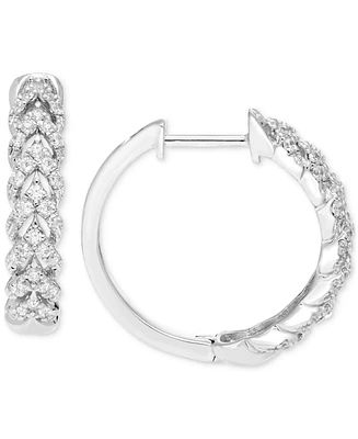 Diamond Woven Look Small Hoop Earrings (1/2 ct. t.w.) in Sterling Silver, 0.77"