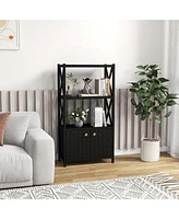 Bathroom Storage Cabinet with Open Shelves & Double Doors Modern Organizer