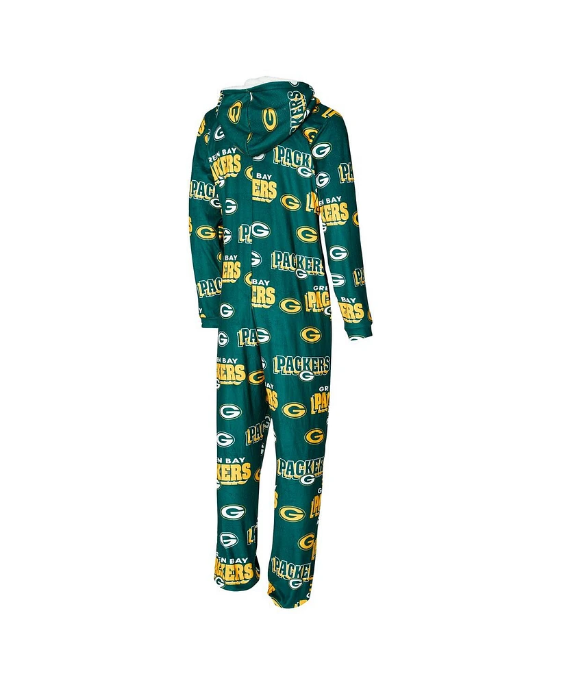 Concepts Sport Women's Green Bay Packers Roadway Allover Print Microfleece Full-Zip Union Suit