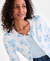 Style & Co Women's Printed Crewneck Button-Front Cardigan