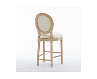 Solid Wood Bar Stools Set of 2, French Country Style Bar Chairs with Upholstered Cushions and Backrest-The Pop Home