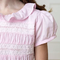 Hope & Henry Big Girls Puff Sleeve Smocked Party Dress with Ruffle Collar